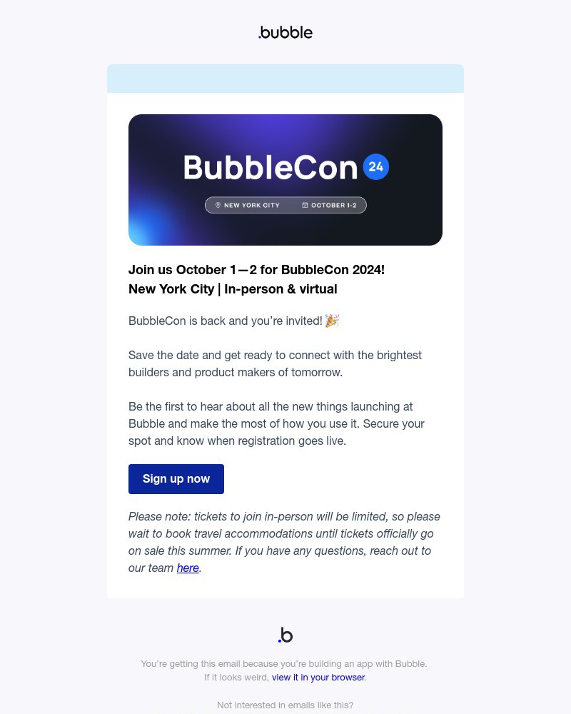 Screenshot of email with subject /media/emails/be-among-the-first-to-sign-up-for-bubblecon-2024-e99011-cropped-d25ee258.jpg