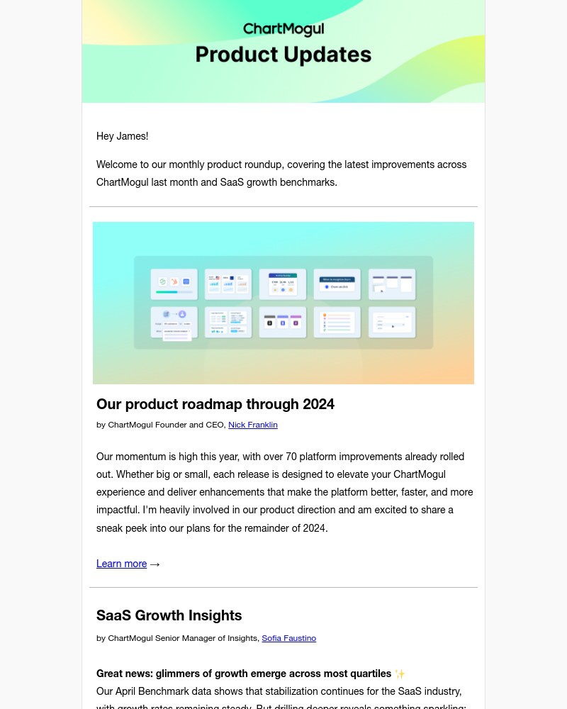 Screenshot of email with subject /media/emails/new-in-chartmogul-2024-product-roadmap-april-growth-insights-and-more-5406a3-crop_AXYAQkY.jpg