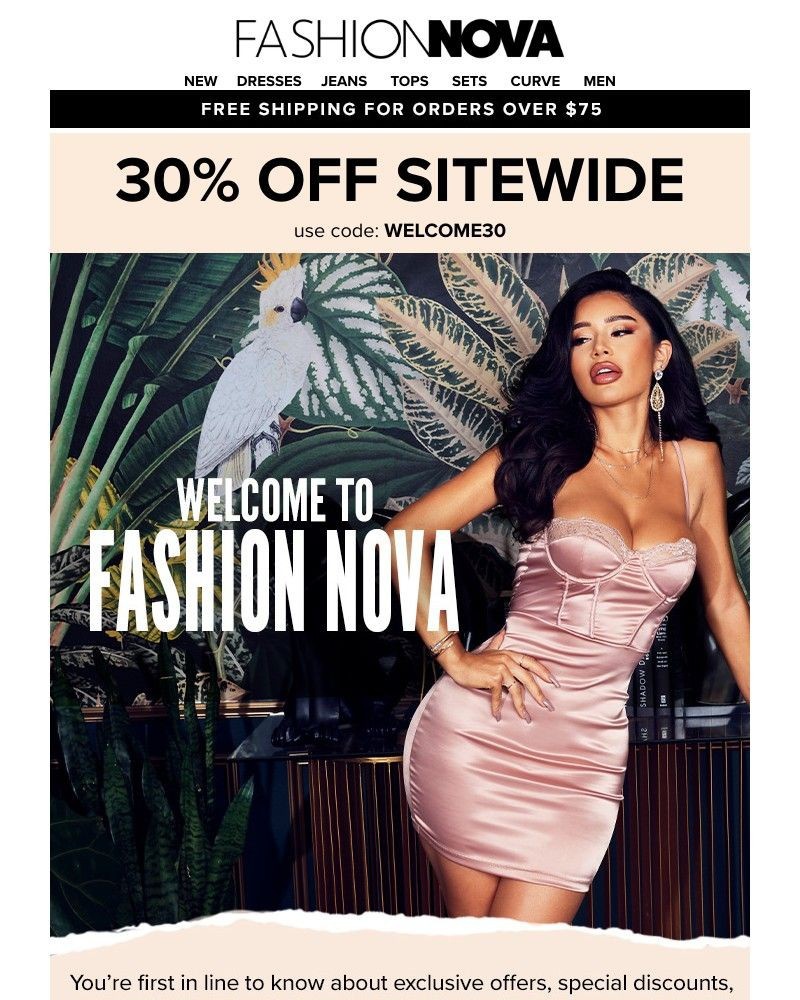 Screenshot of email sent to a Fashion Nova Registered user
