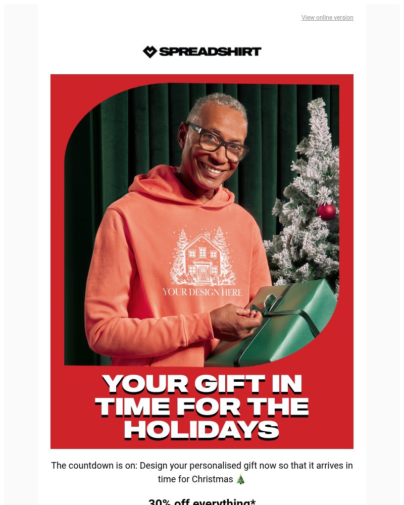 Screenshot of email sent to a Spreadshirt Newsletter subscriber