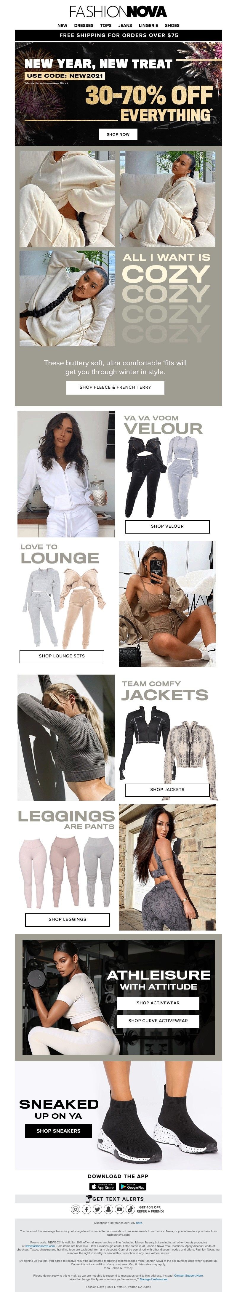 Email sent from Fashion Nova to a Registered user