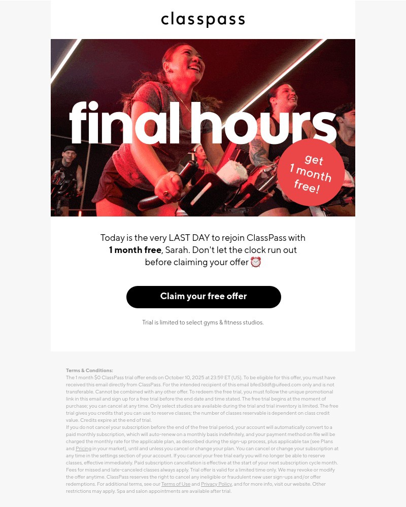 Screenshot of email with subject /media/emails/1-month-free-ends-today-4e5ec3-cropped-9a408cbe.jpg