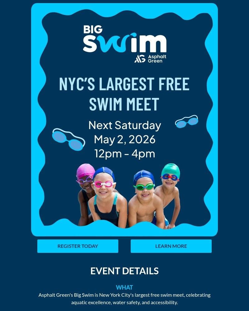 Screenshot of email sent to a Asphalt Green Newsletter subscriber