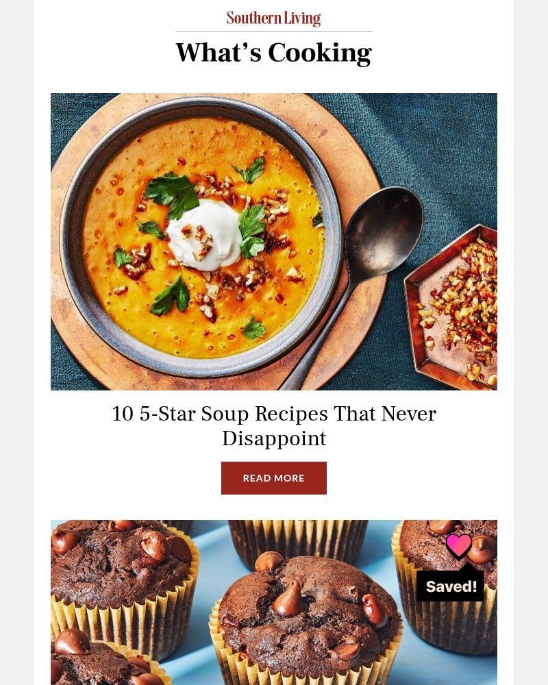 Screenshot of email sent to a Southern Living Newsletter subscriber