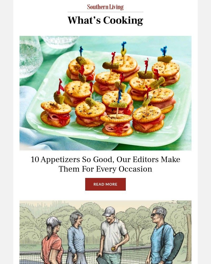 Screenshot of email sent to a Southern Living Newsletter subscriber