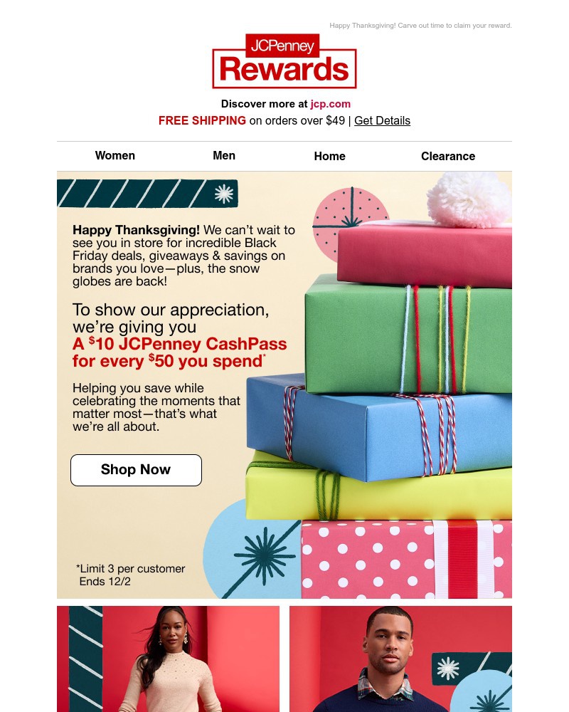 Screenshot of email sent to a JCPenney Newsletter subscriber