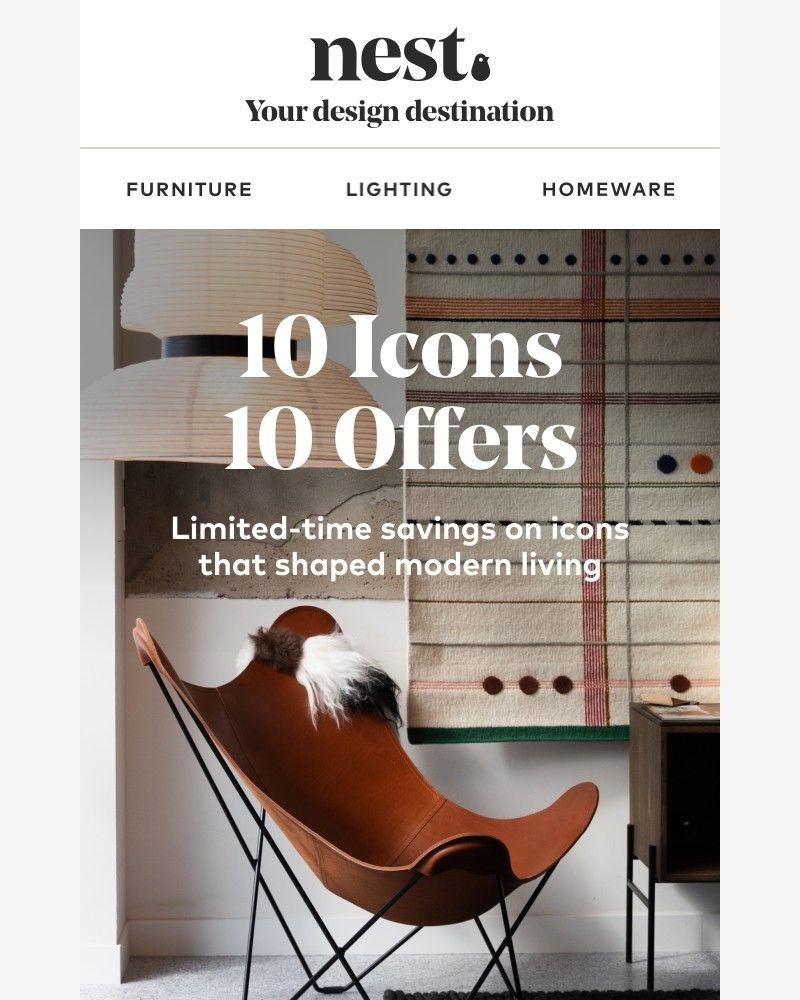 Screenshot of email sent to a Nest Furniture Cart abandoner