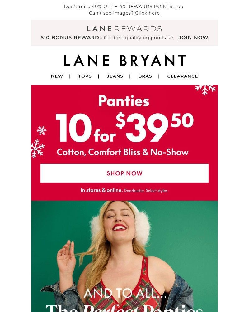 Screenshot of email sent to a Lane Bryant Newsletter subscriber