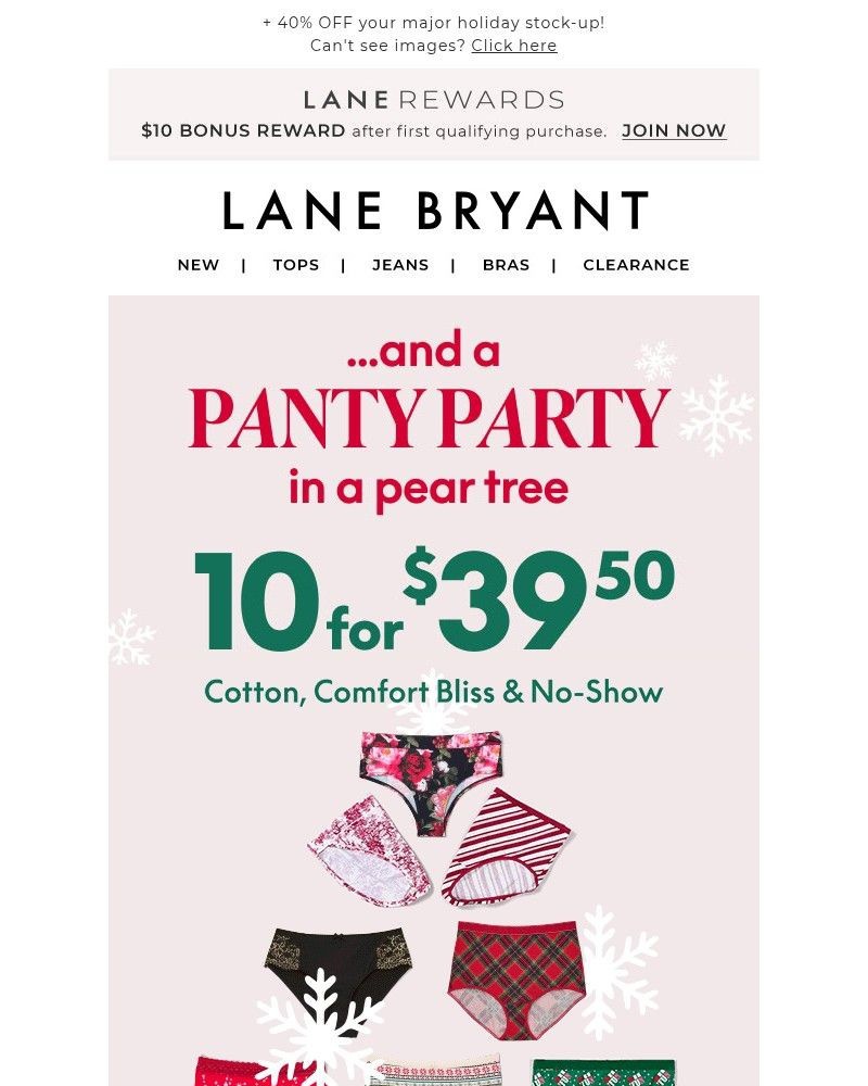 Screenshot of email sent to a Lane Bryant Newsletter subscriber