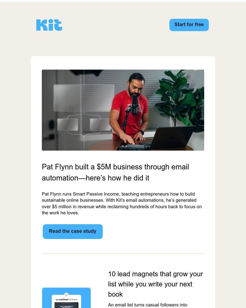 Screenshot of email sent to a ConvertKit Trial user