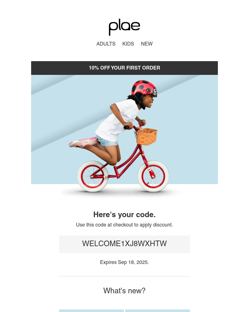 Screenshot of email sent to a Plae Newsletter subscriber