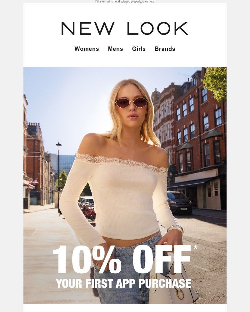 Screenshot of email sent to a New Look Newsletter subscriber