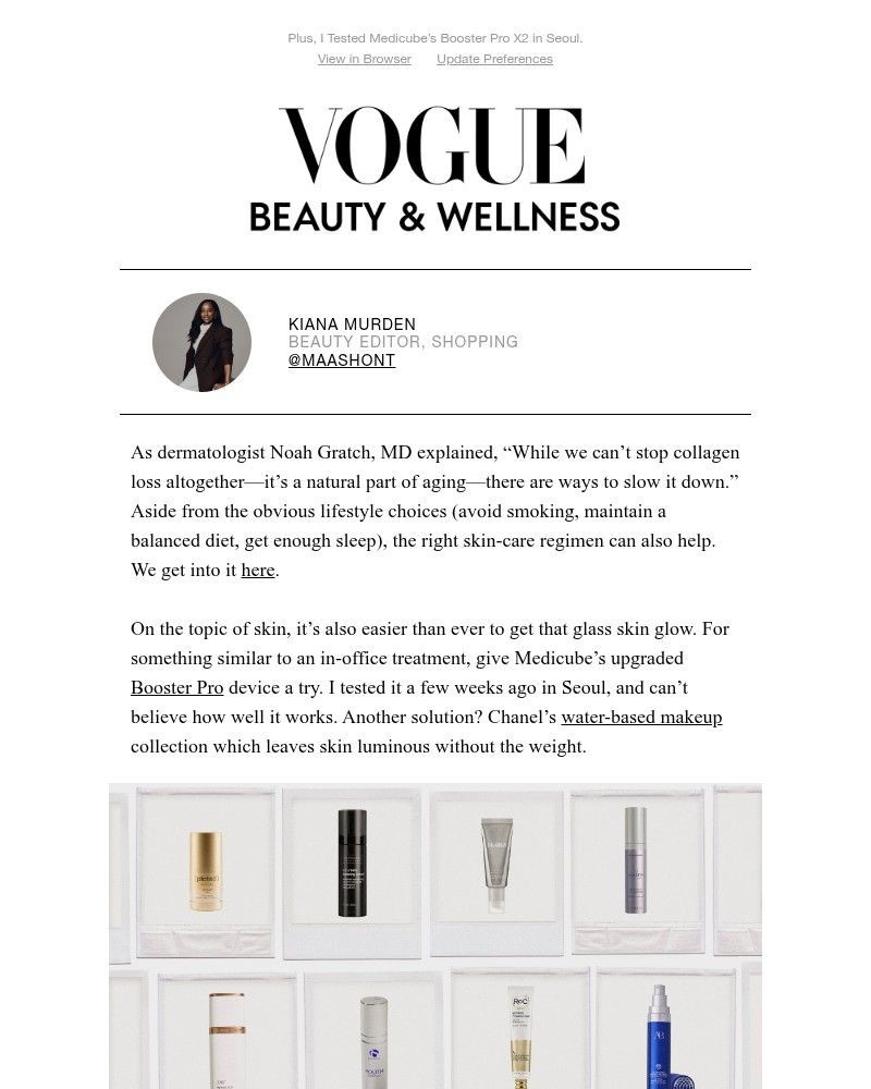 Screenshot of email sent to a Vogue Newsletter subscriber