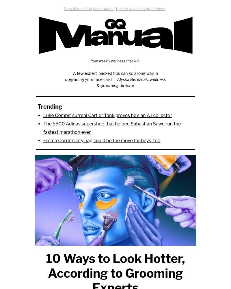 Screenshot of email sent to a GQ Newsletter subscriber