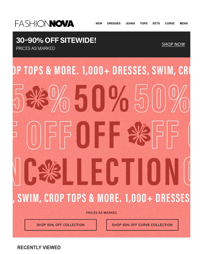 Screenshot of email sent to a Fashion Nova Registered user