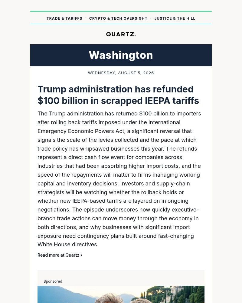 Screenshot of email with subject /media/emails/100b-in-ieepa-tariffs-refunded-as-trade-deals-take-shape-2d3119-cropped-d0650730.jpg
