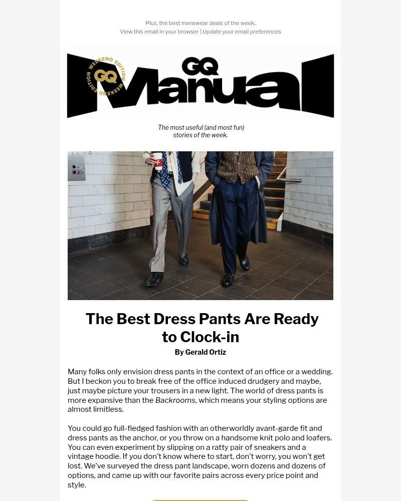 Screenshot of email sent to a GQ Newsletter subscriber