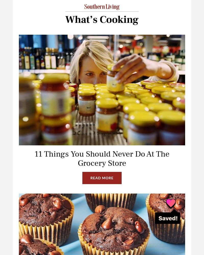Screenshot of email sent to a Southern Living Newsletter subscriber