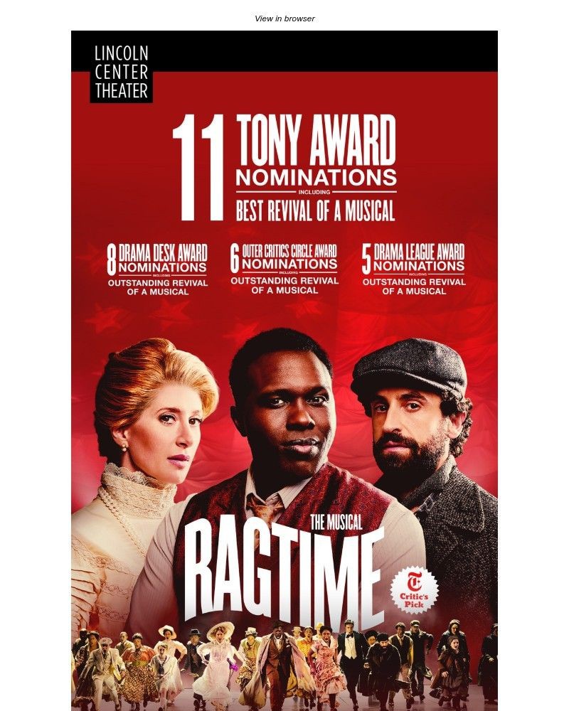 Screenshot of email sent to a Lincoln Center Theater Newsletter subscriber