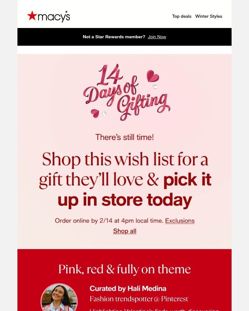 Screenshot of email sent to a Macy's Cart abandoner