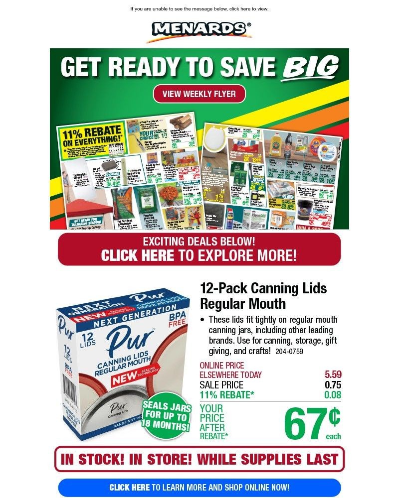 Screenshot of email with subject /media/emails/12-pack-canning-lids-regular-mouth-only-67-after-rebate-plus-new-weekly-flyer-dea_o8avSzC.jpg