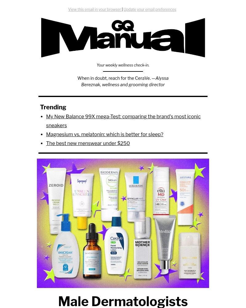 Screenshot of email sent to a GQ Newsletter subscriber