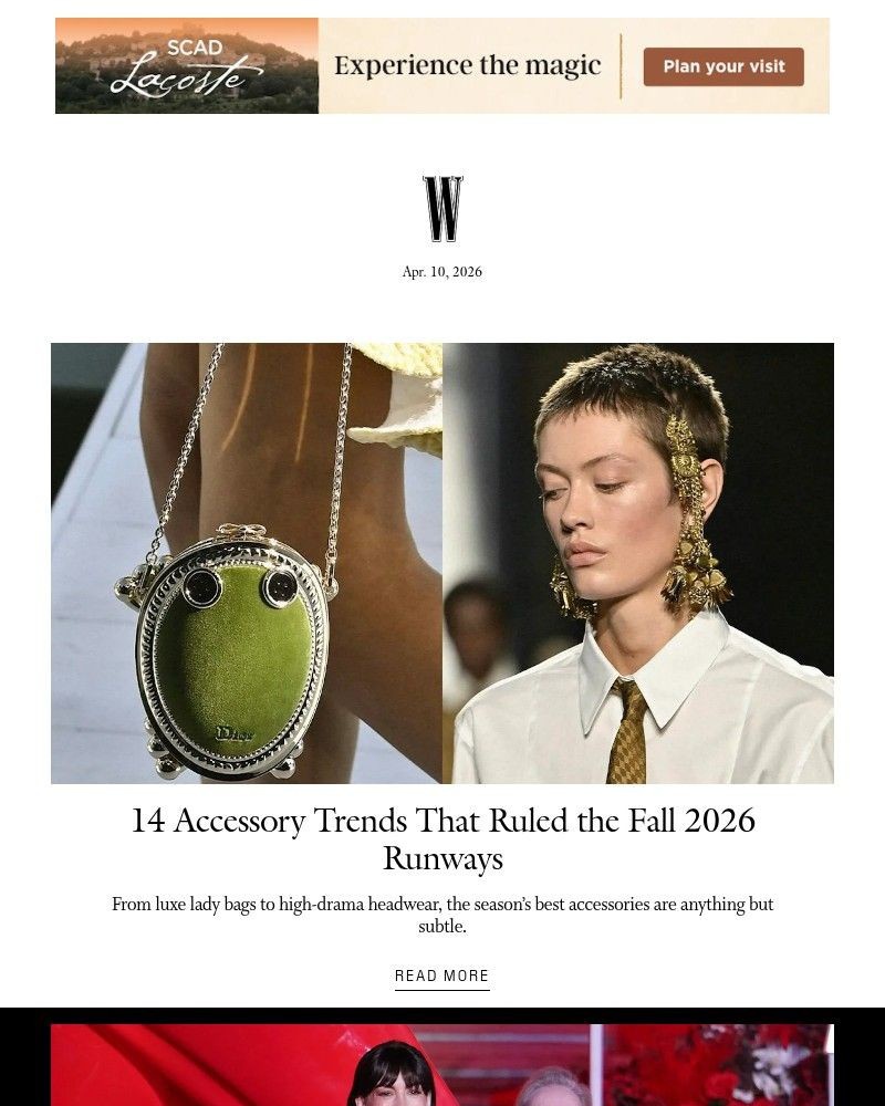 Screenshot of email sent to a W Newsletter subscriber