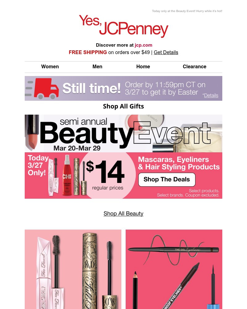 Screenshot of email sent to a JCPenney Newsletter subscriber
