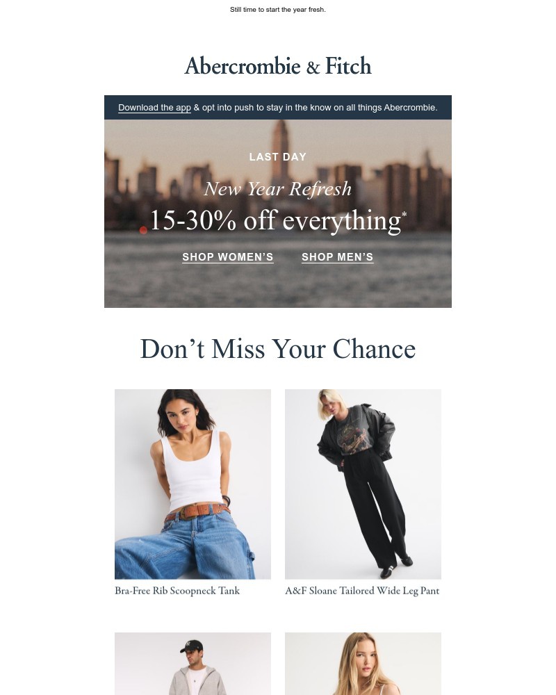 Screenshot of email sent to a Abercrombie Newsletter subscriber