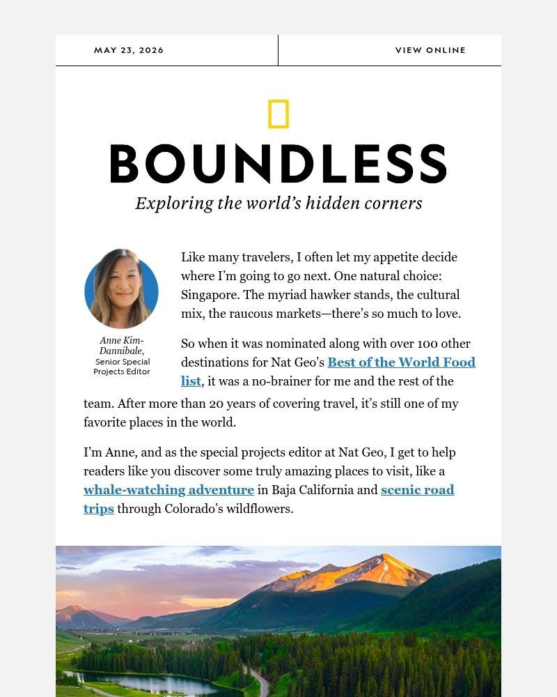 Screenshot of email sent to a National Geographic Newsletter subscriber