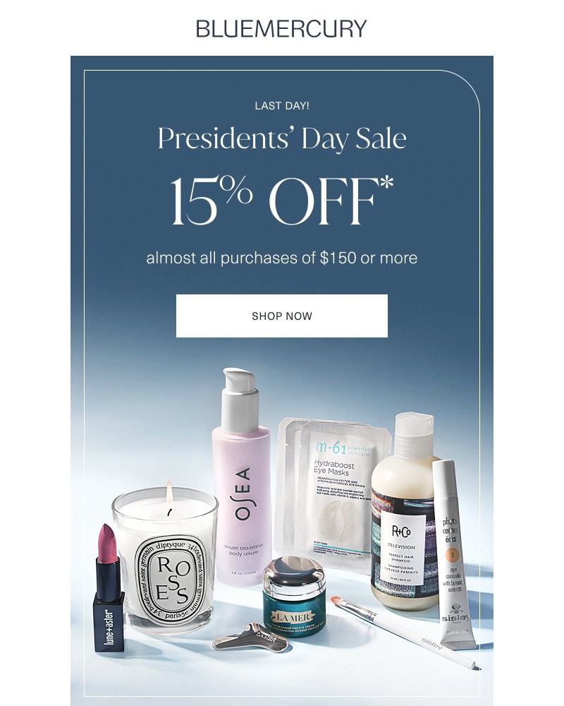 Screenshot of email sent to a Bluemercury Newsletter subscriber