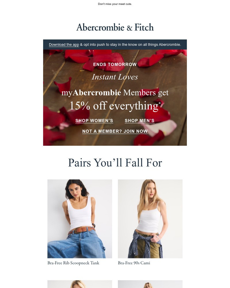 Screenshot of email sent to a Abercrombie Newsletter subscriber