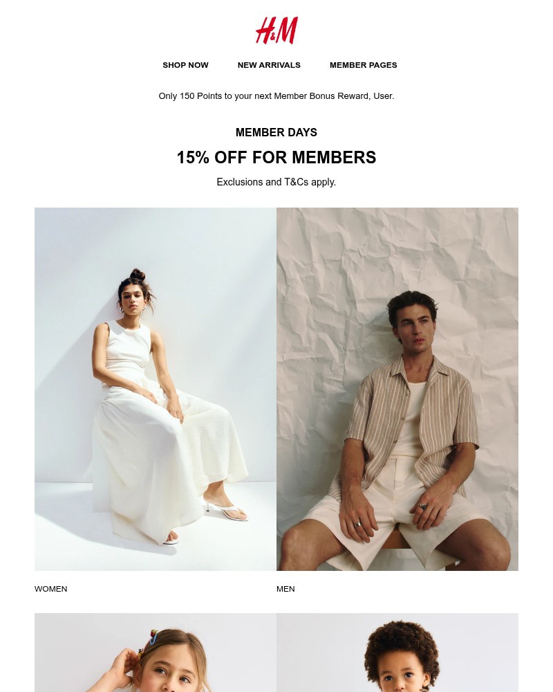Screenshot of email sent to a H&M Newsletter subscriber
