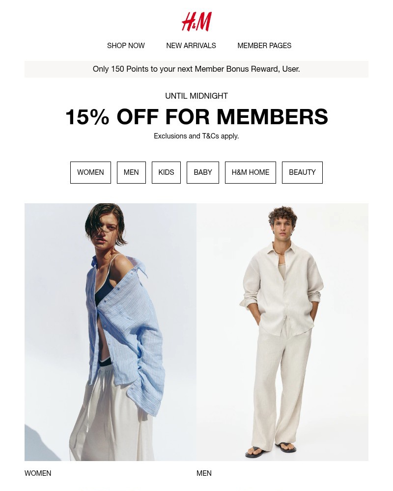 Screenshot of email sent to a H&M Newsletter subscriber