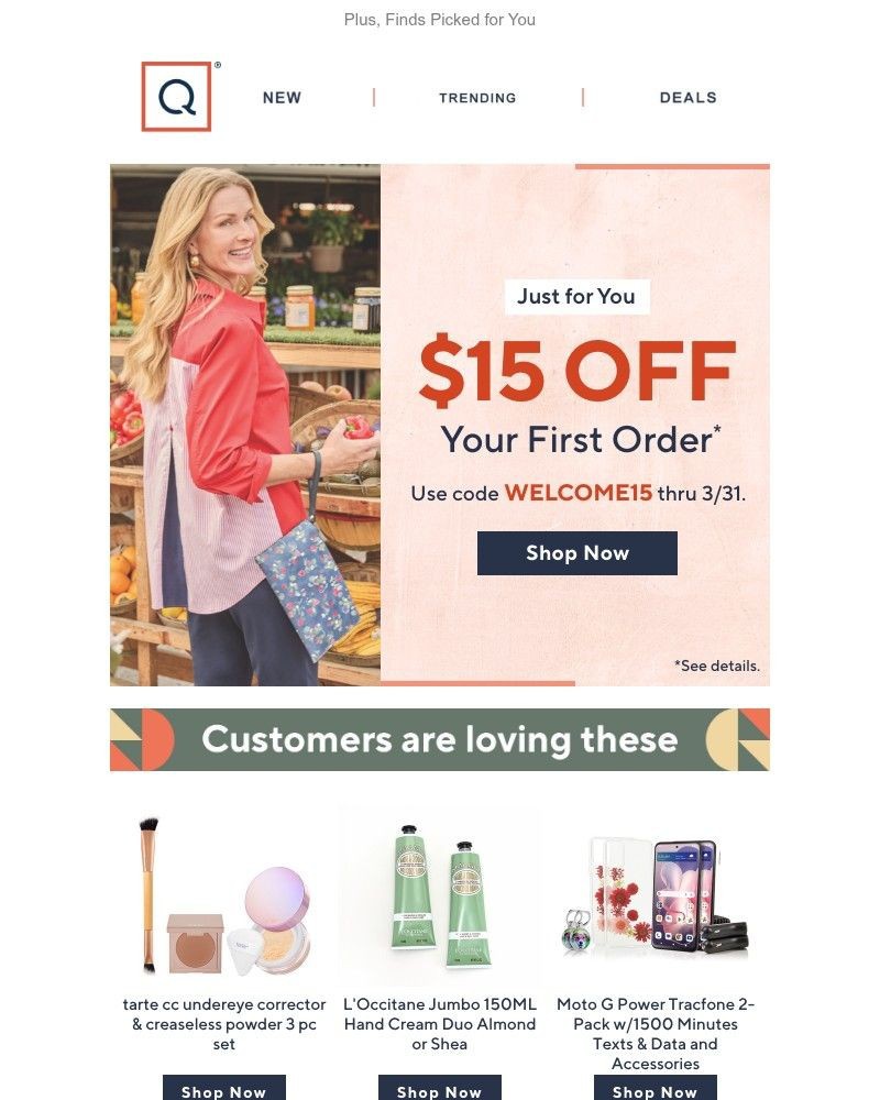 Screenshot of email sent to a QVC Newsletter subscriber