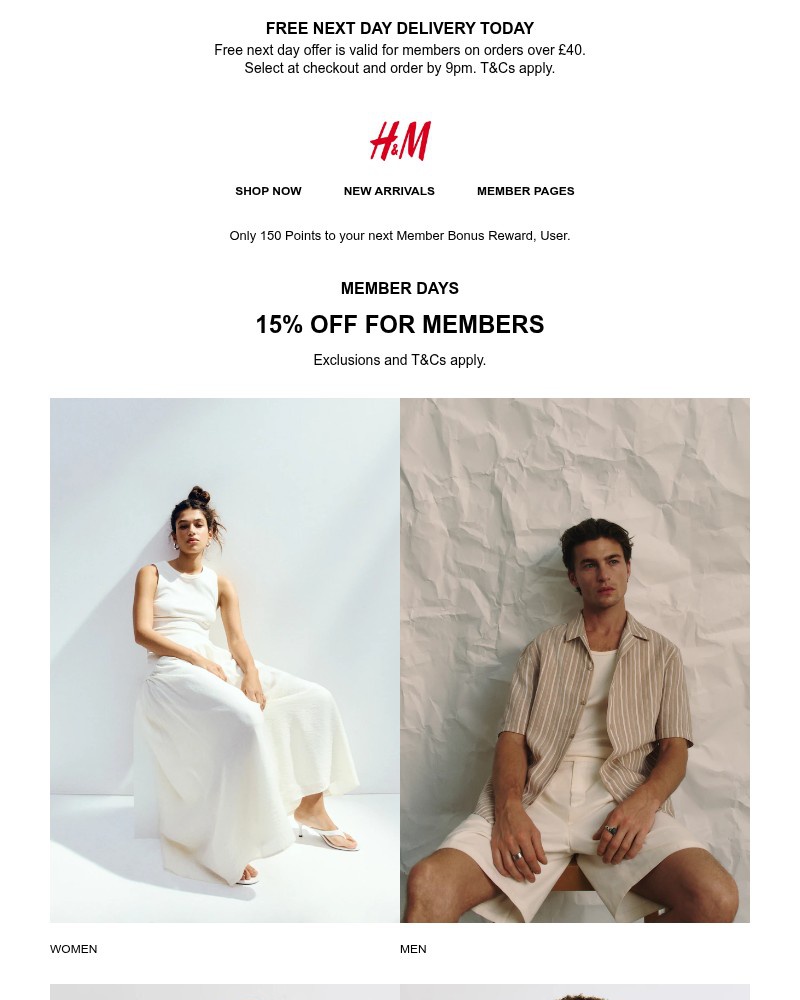 Screenshot of email sent to a H&M Newsletter subscriber