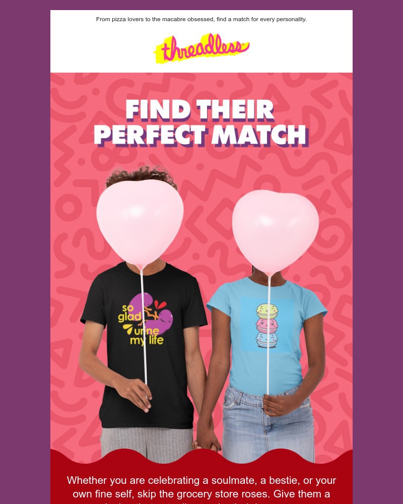 Screenshot of email sent to a Threadless Newsletter subscriber