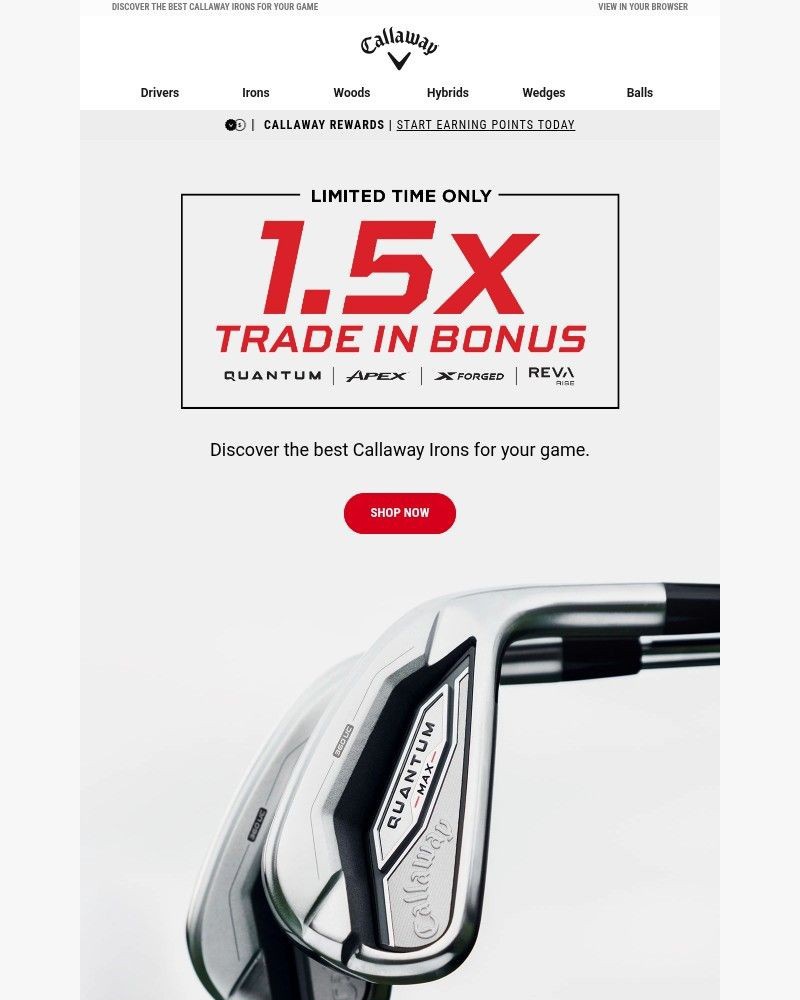 Screenshot of email sent to a Callaway Golf Newsletter subscriber