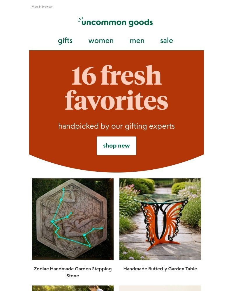 Screenshot of email sent to a UncommonGoods Newsletter subscriber