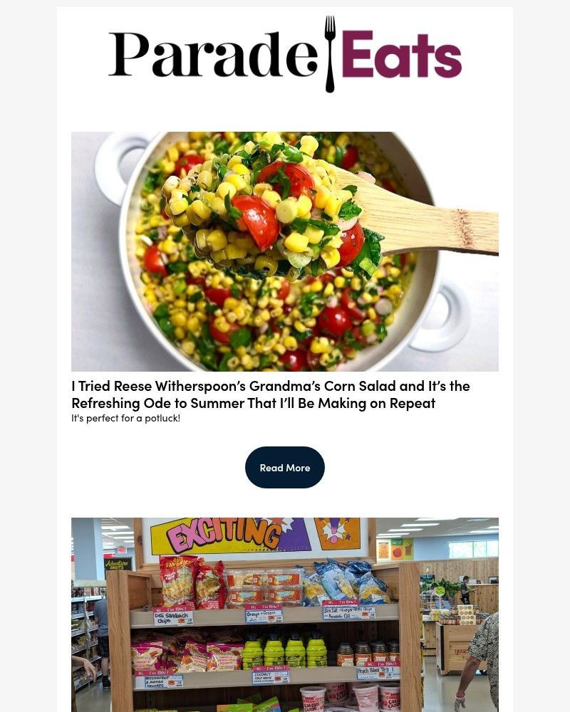 Screenshot of email sent to a Parade Newsletter subscriber