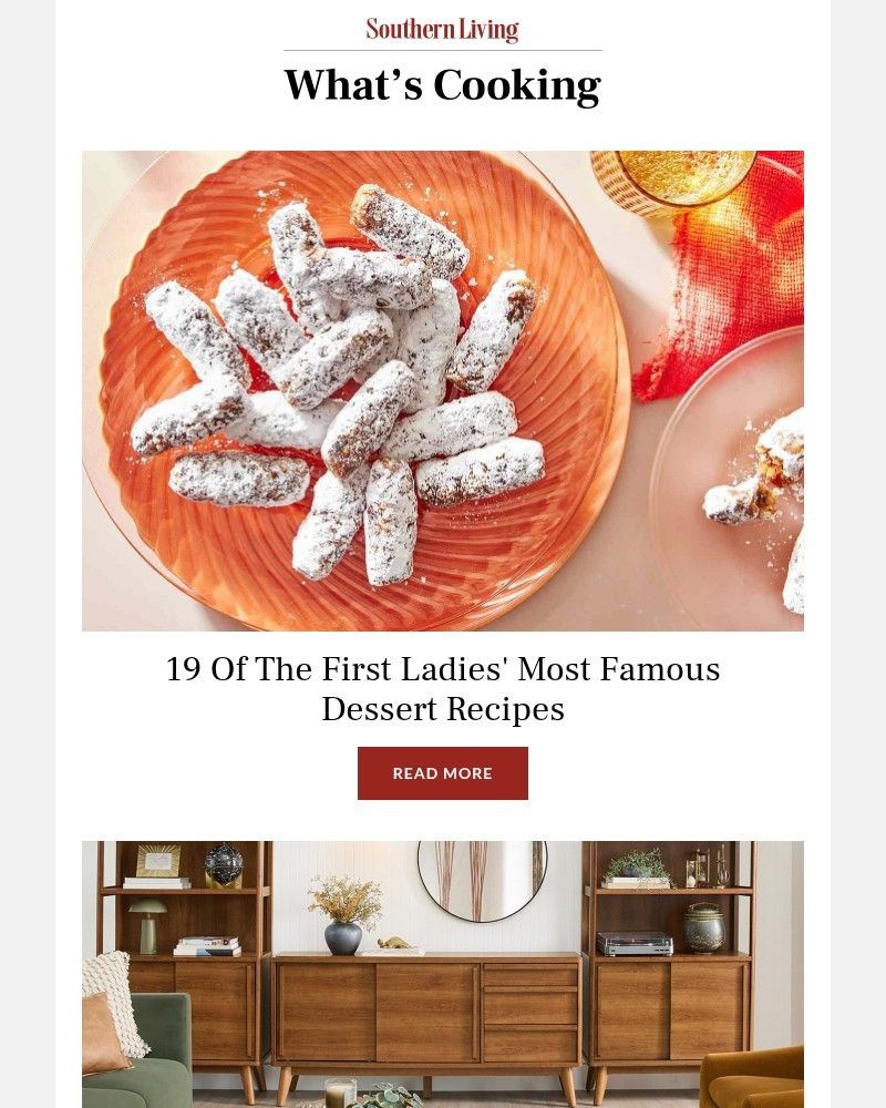 Screenshot of email sent to a Southern Living Newsletter subscriber