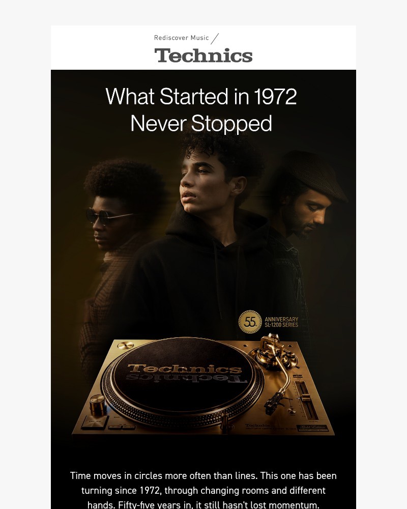 Screenshot of email sent to a Technics Newsletter subscriber