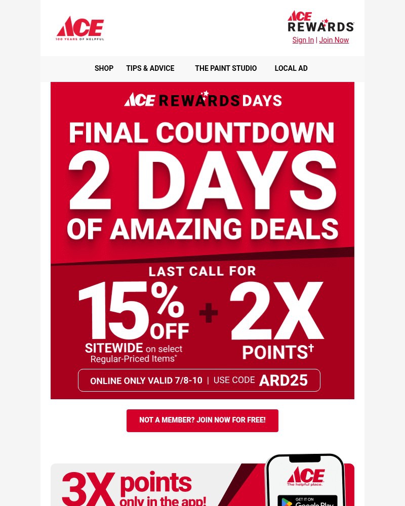 Screenshot of email with subject /media/emails/2-days-left-for-ace-rewards-days-deals-12c401-cropped-6ff2a983.jpg