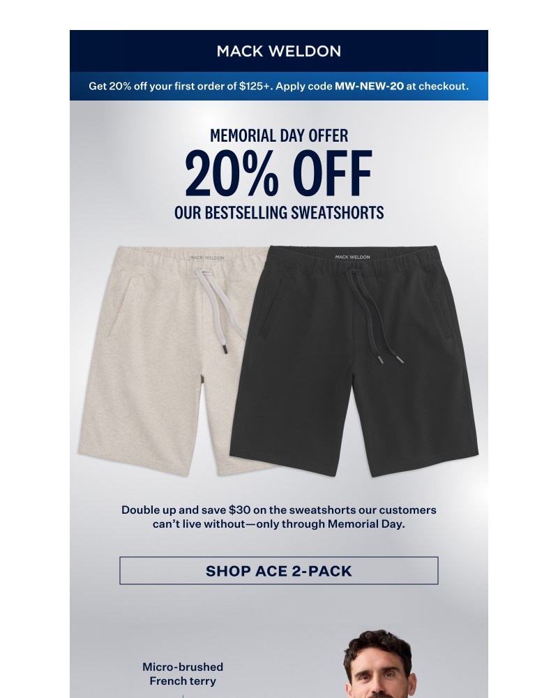Screenshot of email with subject /media/emails/2-days-only-20-off-ace-sweatshorts-91d159-cropped-3da8b05a.jpg