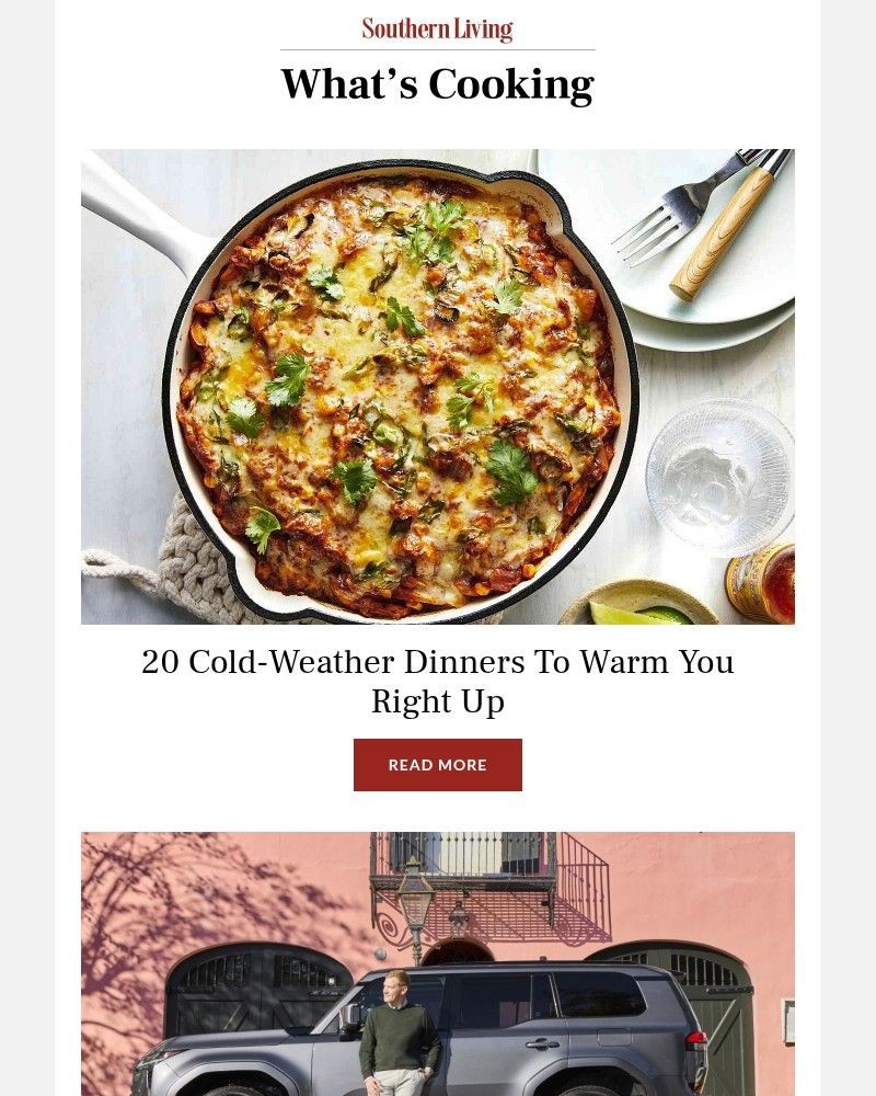 Screenshot of email sent to a Southern Living Newsletter subscriber
