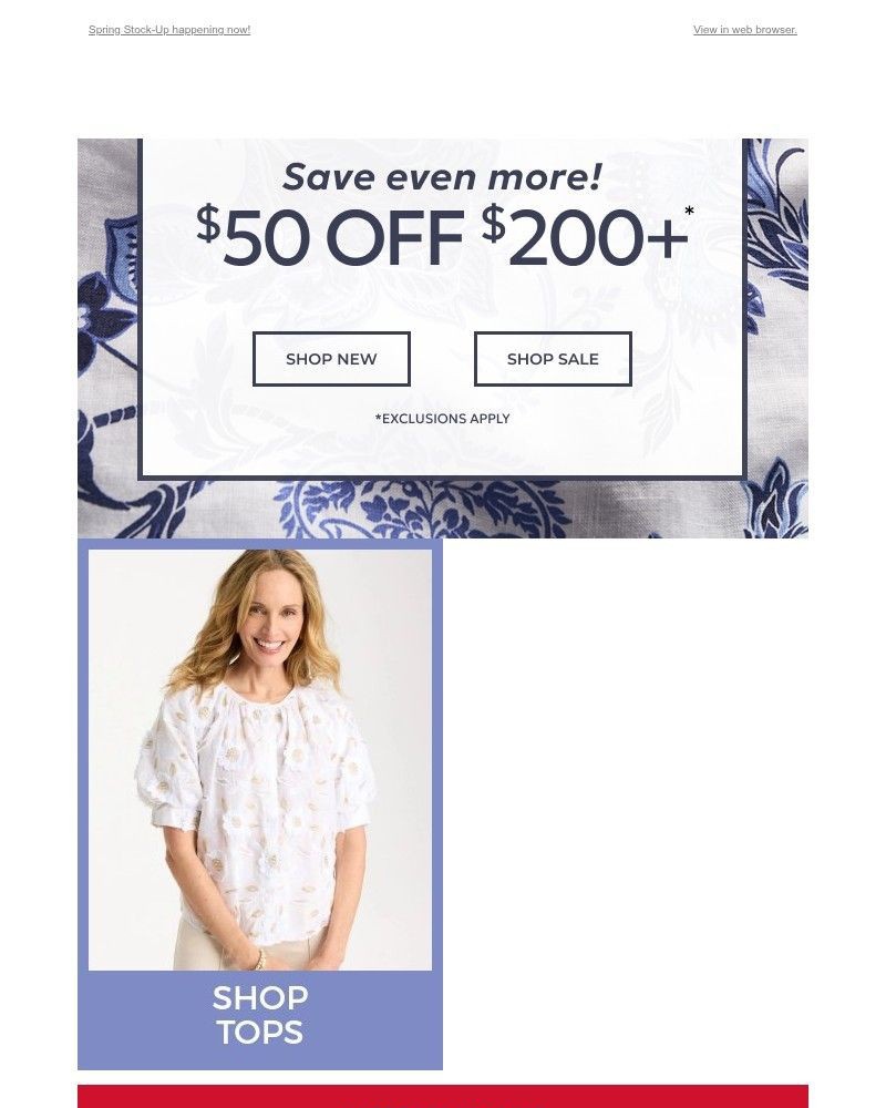 Screenshot of email sent to a Chico’s Newsletter subscriber