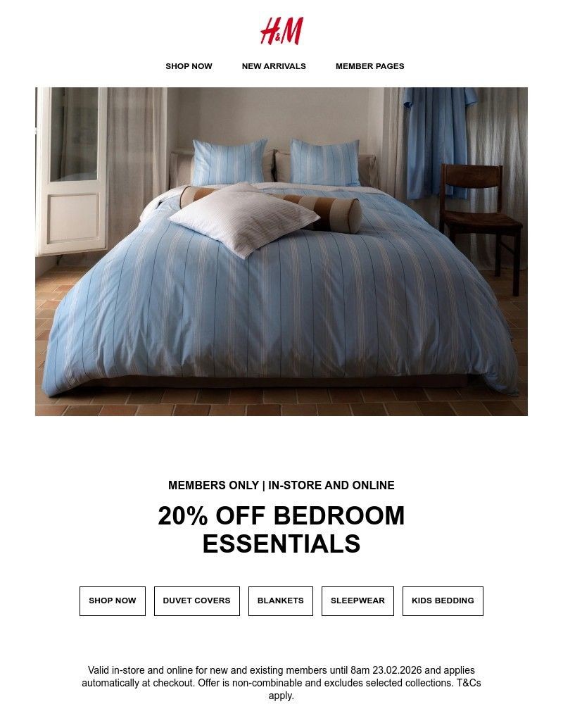 Screenshot of email sent to a H&M Newsletter subscriber