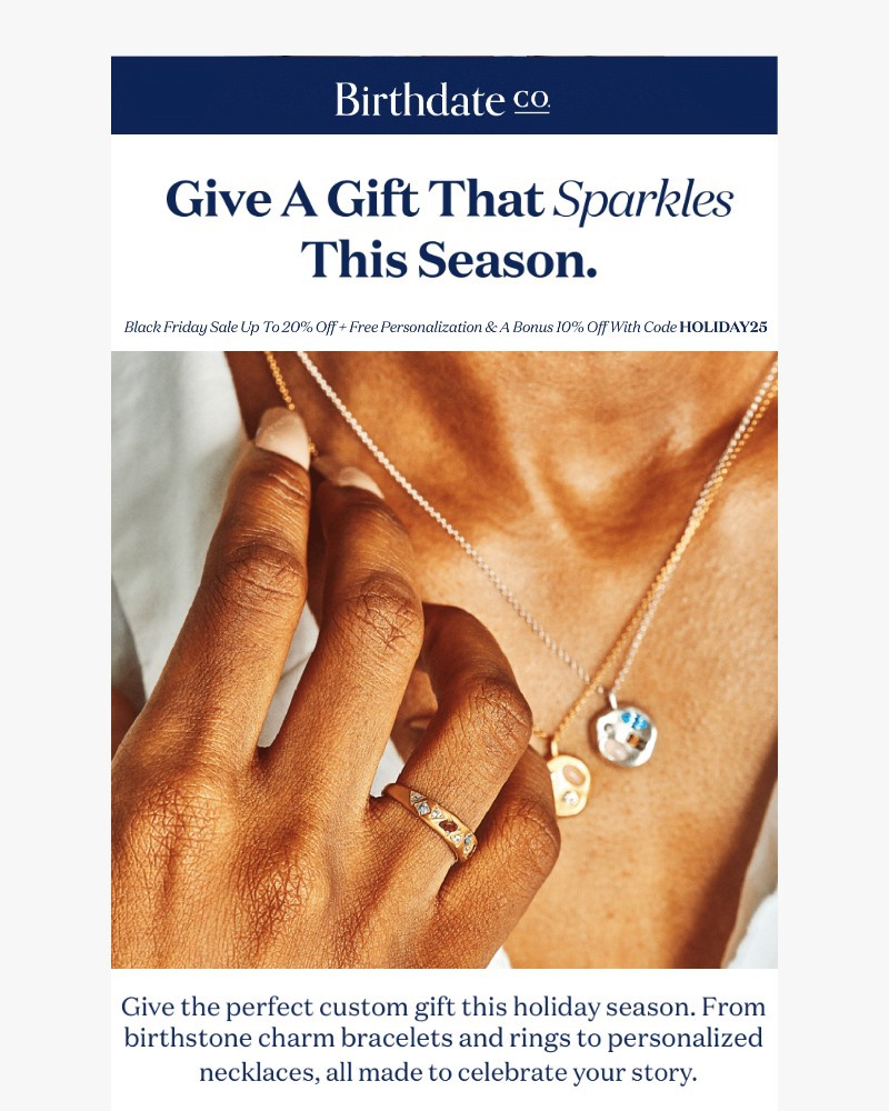 Screenshot of email sent to a Birthdate Co Newsletter subscriber