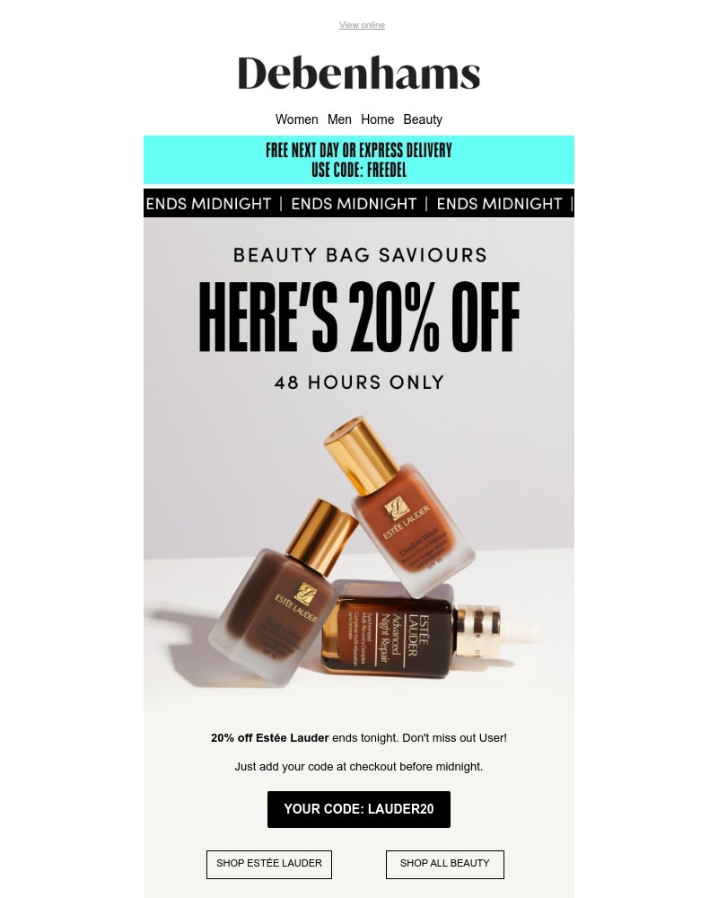 Screenshot of email with subject /media/emails/20-off-estee-lauder-ends-tonight-free-next-day-delivery-11093f-cropped-54d3a373.jpg