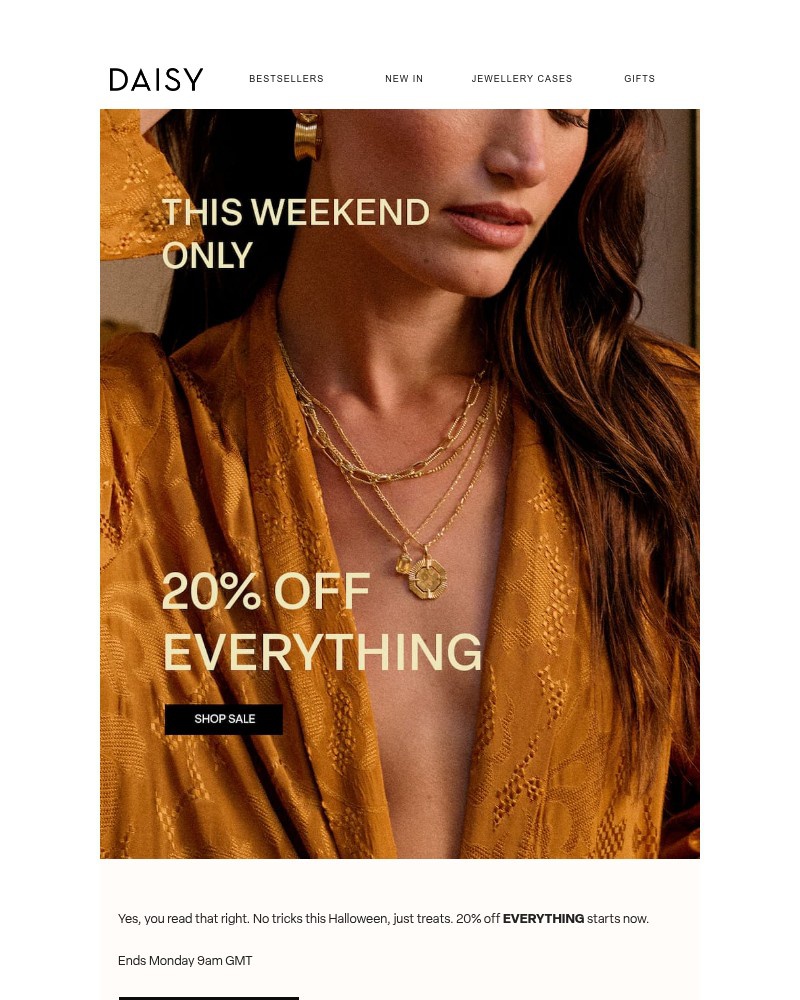 Screenshot of email sent to a Daisy Jewellery Cart abandoner